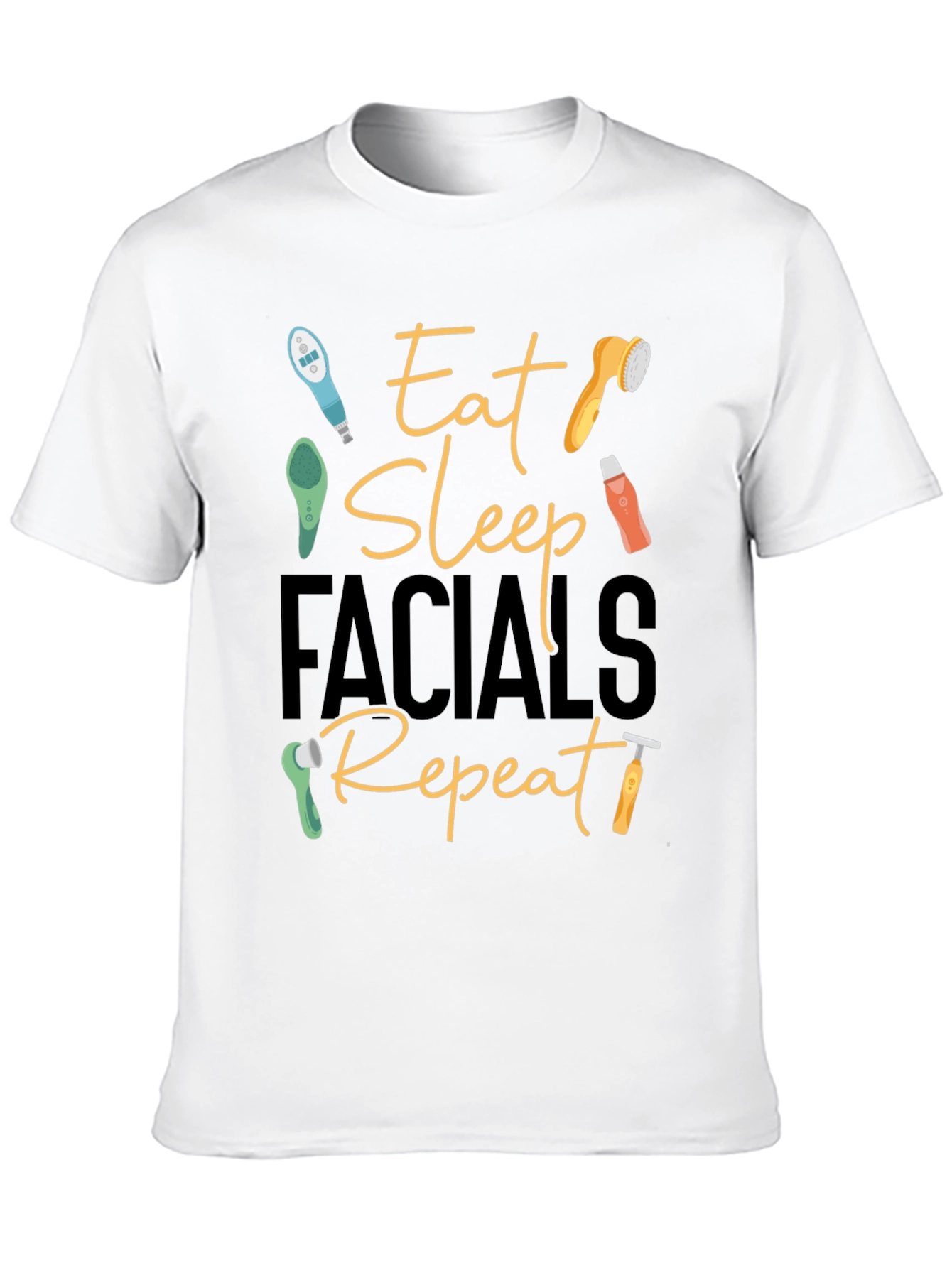 Eat Sleep Facials Repeat Black T-Shirt
