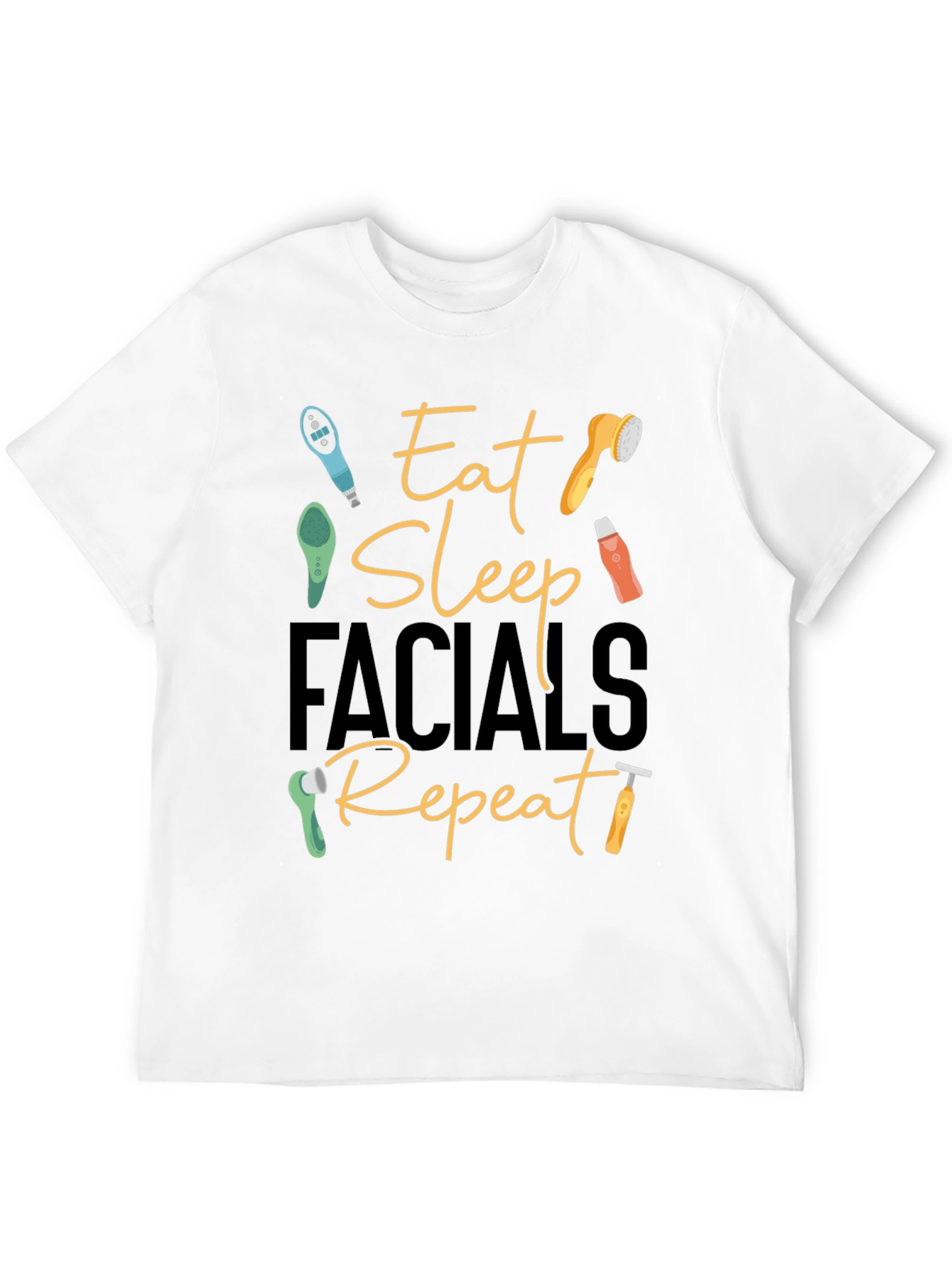 Eat Sleep Facials Repeat Black T-Shirt