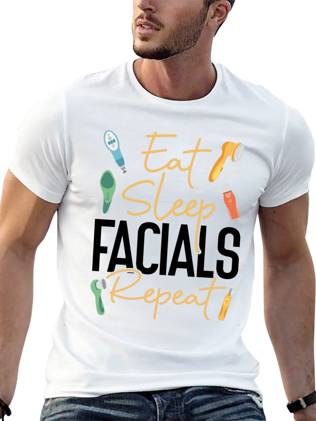Eat Sleep Facials Repeat Black T-Shirt