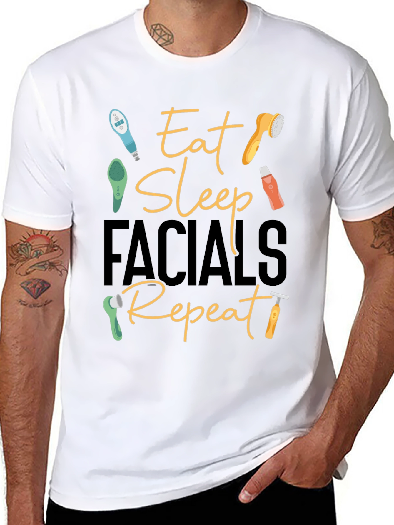 Eat Sleep Facials Repeat Black T-Shirt