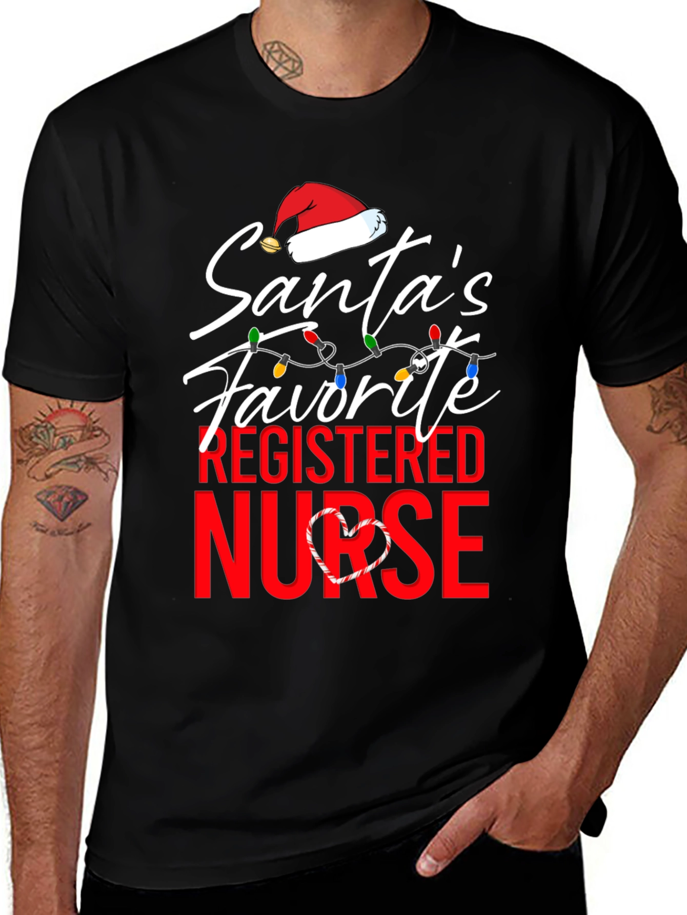 Santas Favorite Nurse T-Shirt Christmas Holiday Registered Nurse
