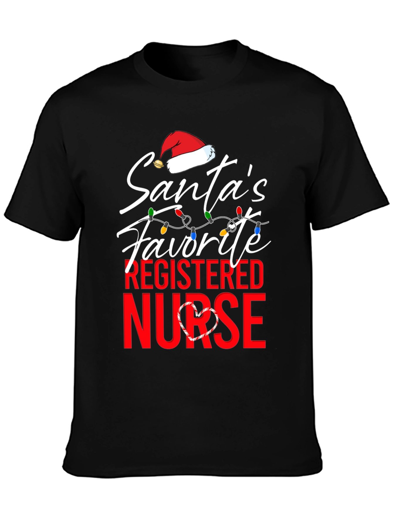 Santas Favorite Nurse T-Shirt Christmas Holiday Registered Nurse