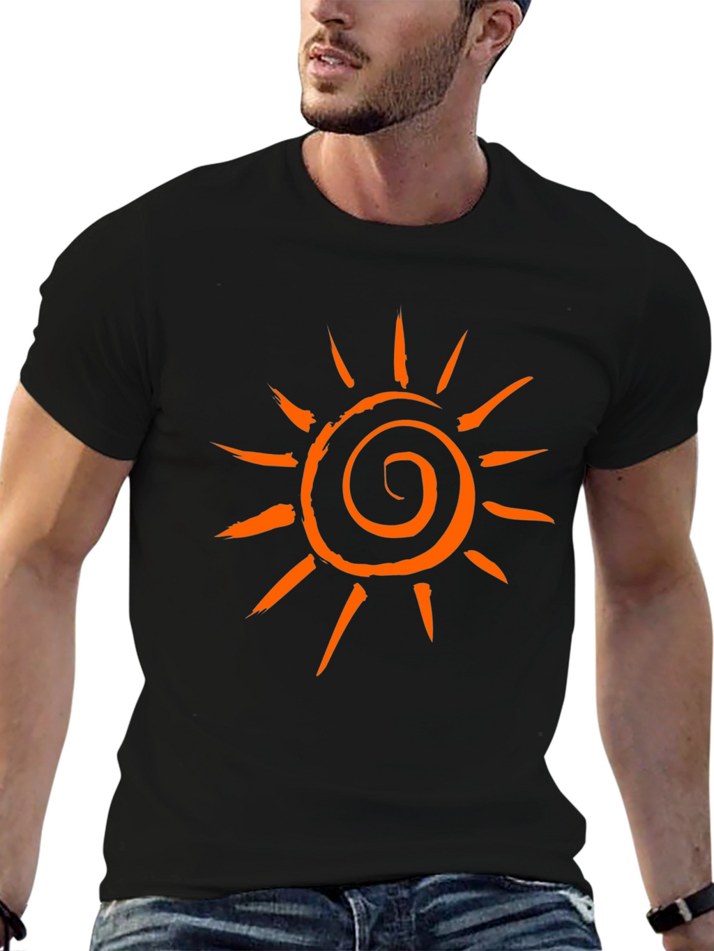 Sunburst Graphic Tee - Casual Black T-Shirt