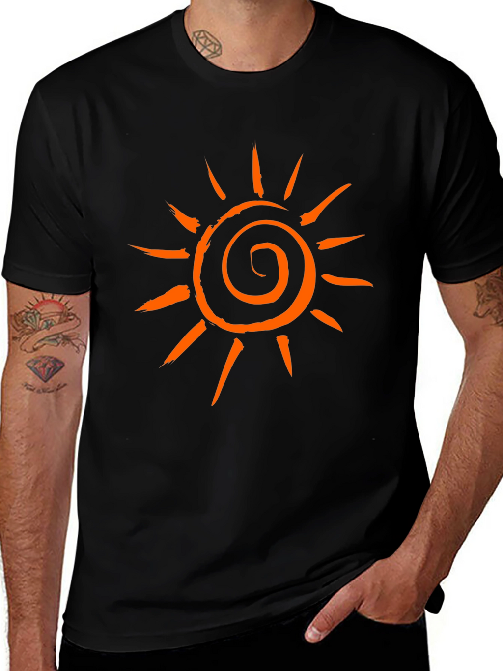 Sunburst Graphic Tee - Casual Black T-Shirt