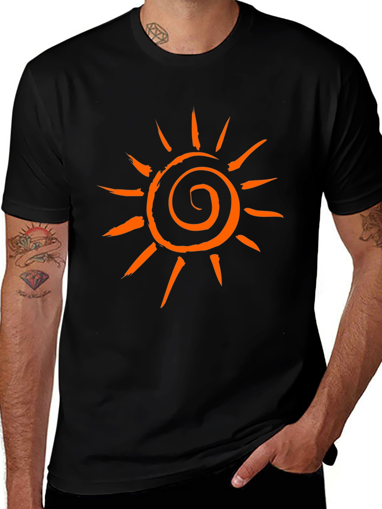 Sunburst Graphic Tee - Casual Black T-Shirt