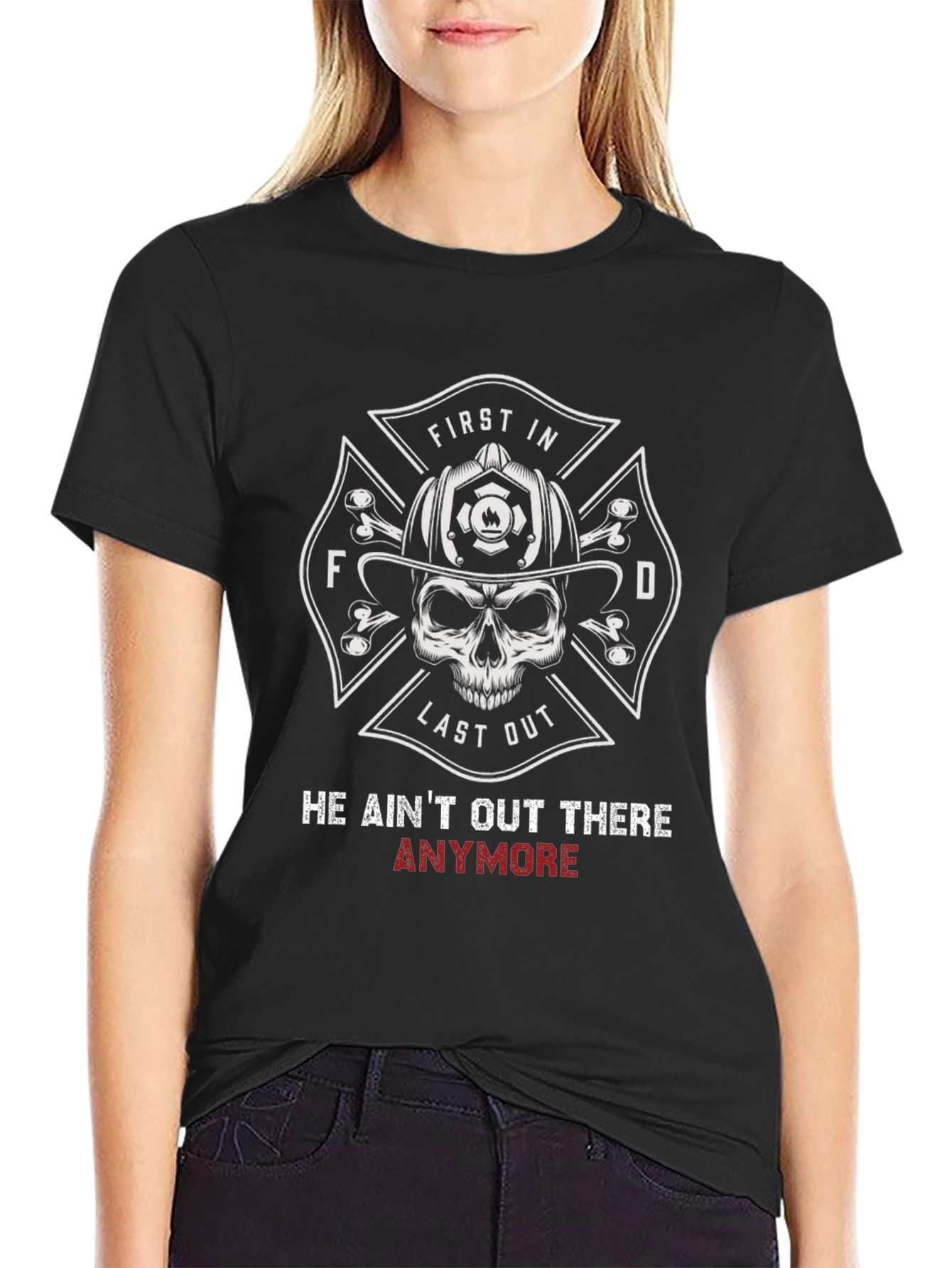 Firefighter Skull T-Shirt - First In Last Out