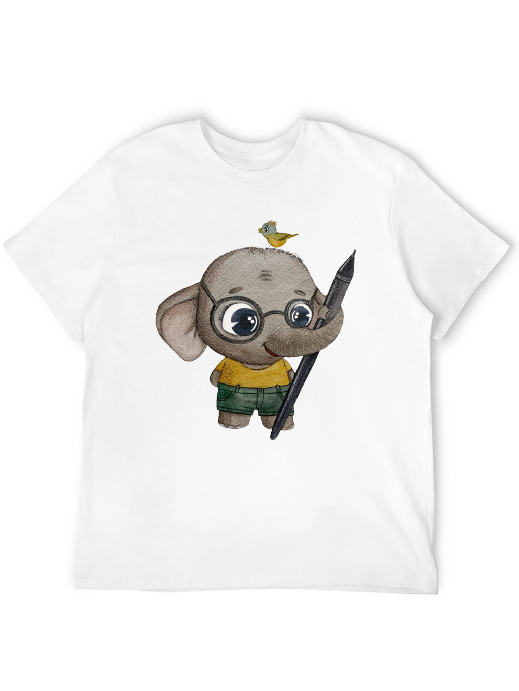 Elephant Artist T-Shirt: Cute Cartoon Animal Design