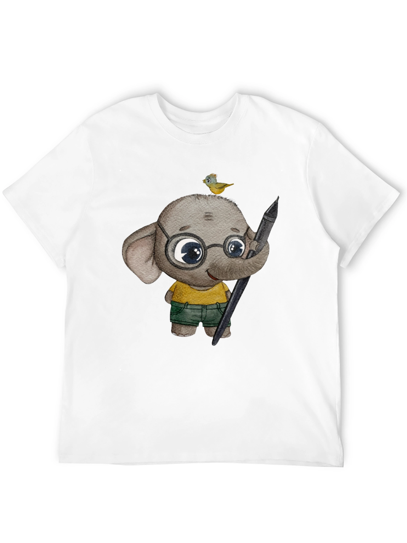Elephant Artist T-Shirt: Cute Cartoon Animal Design