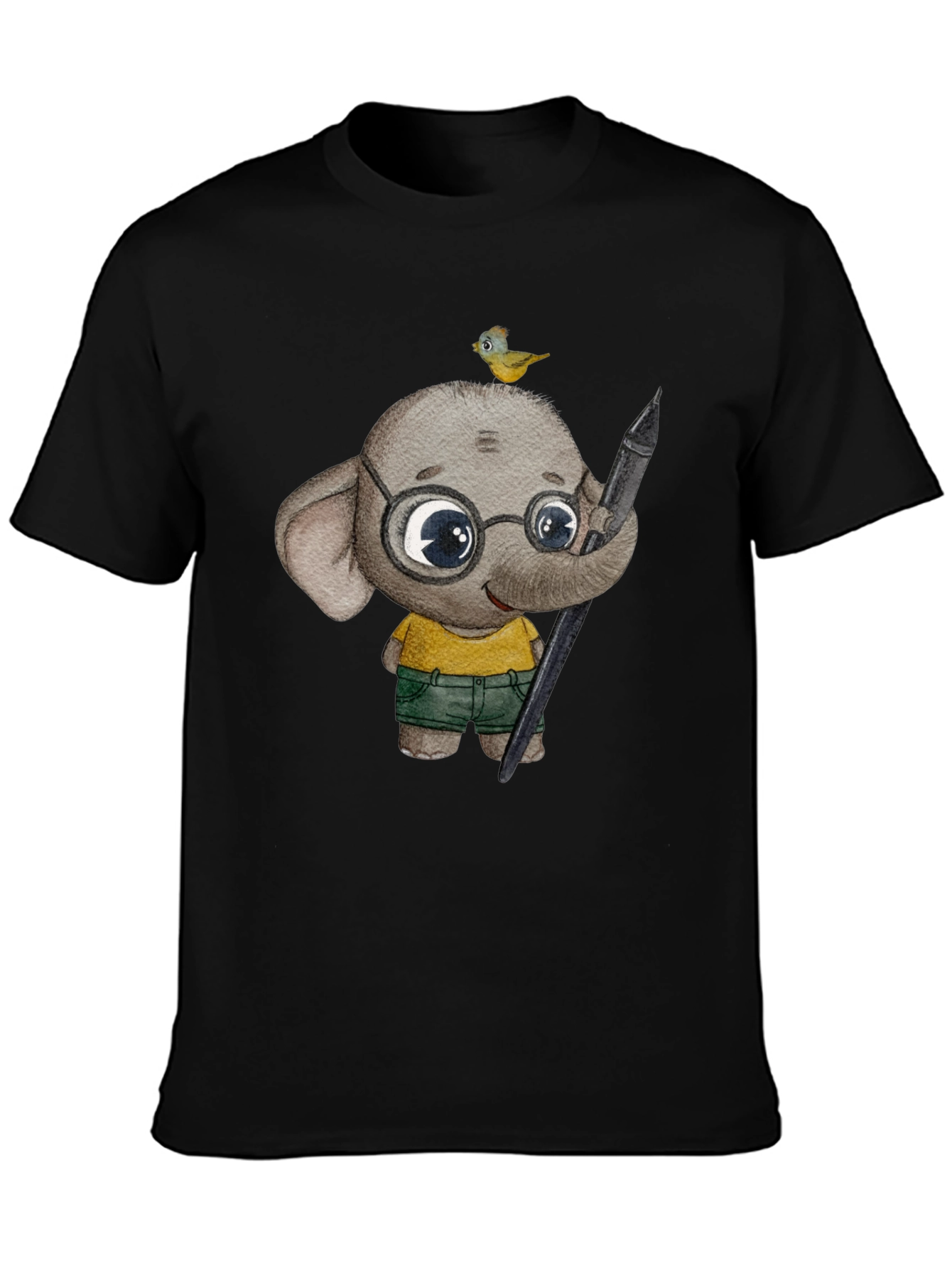 Elephant Artist T-Shirt: Cute Cartoon Animal Design
