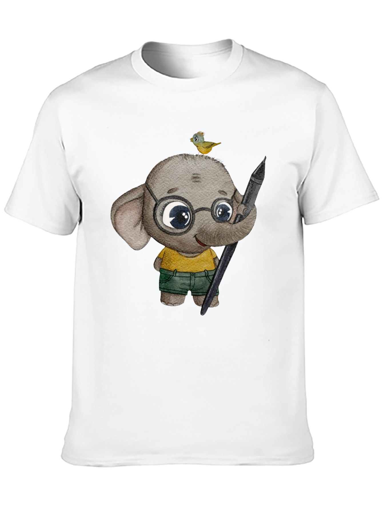 Elephant Artist T-Shirt: Cute Cartoon Animal Design