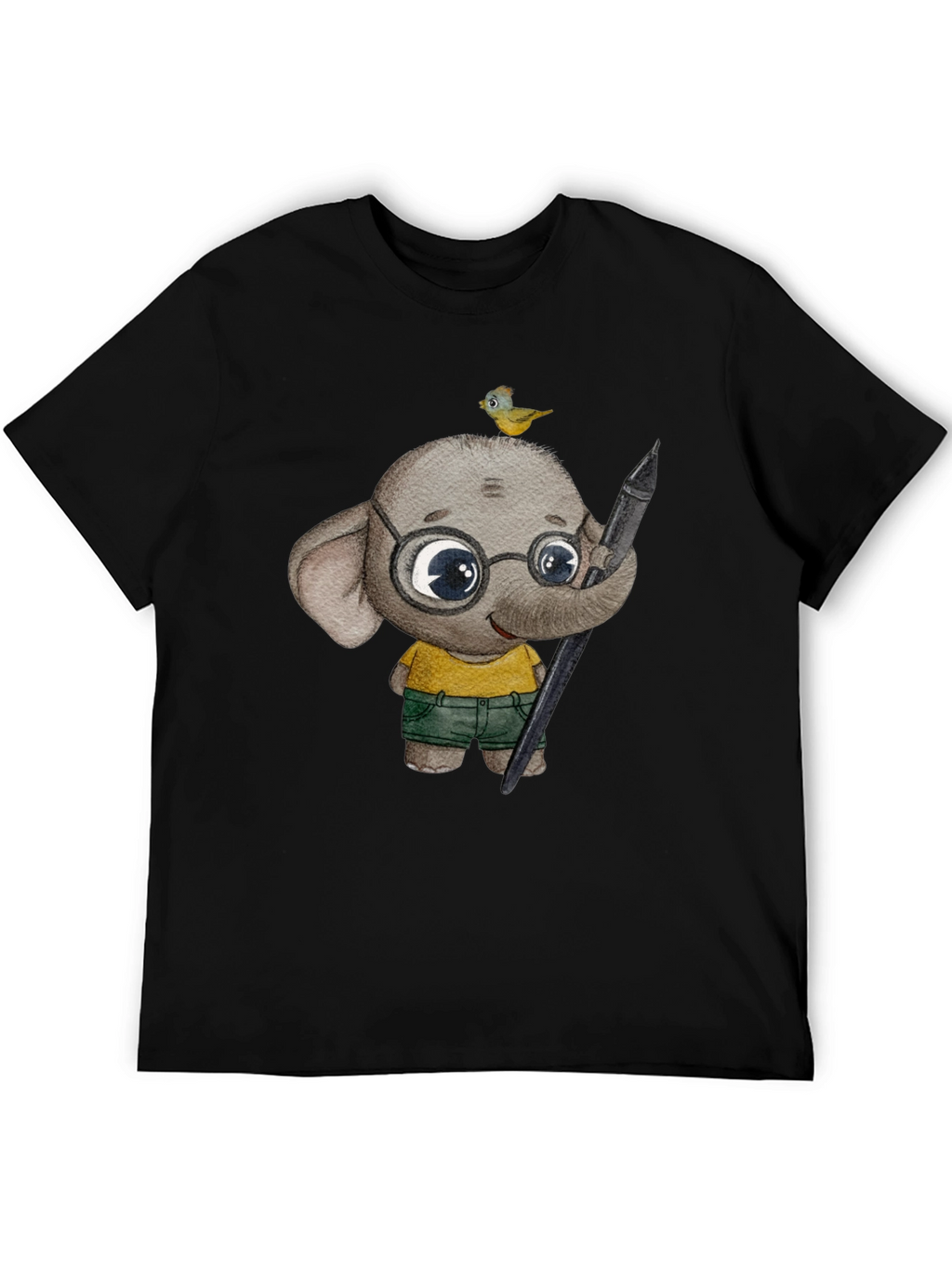 Elephant Artist T-Shirt: Cute Cartoon Animal Design