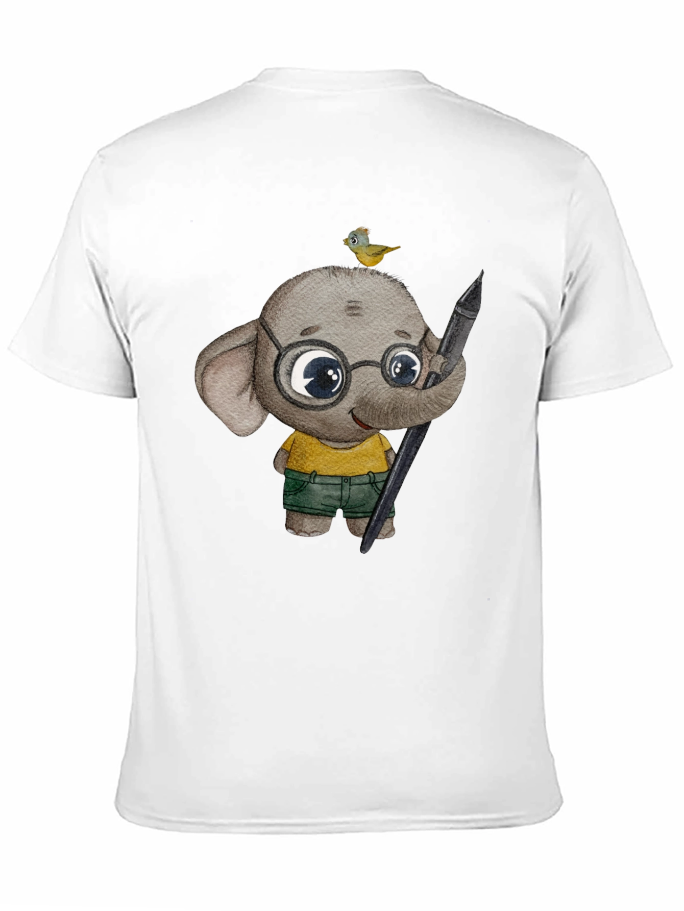 Elephant Artist T-Shirt: Cute Cartoon Animal Design