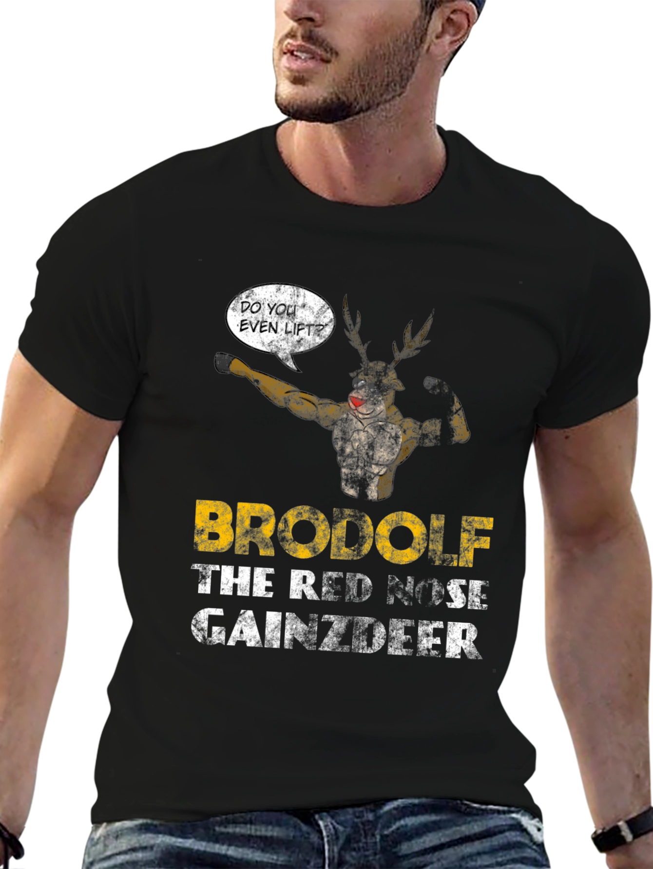 Brodolf Gainzdeer Funny Workout T-Shirt