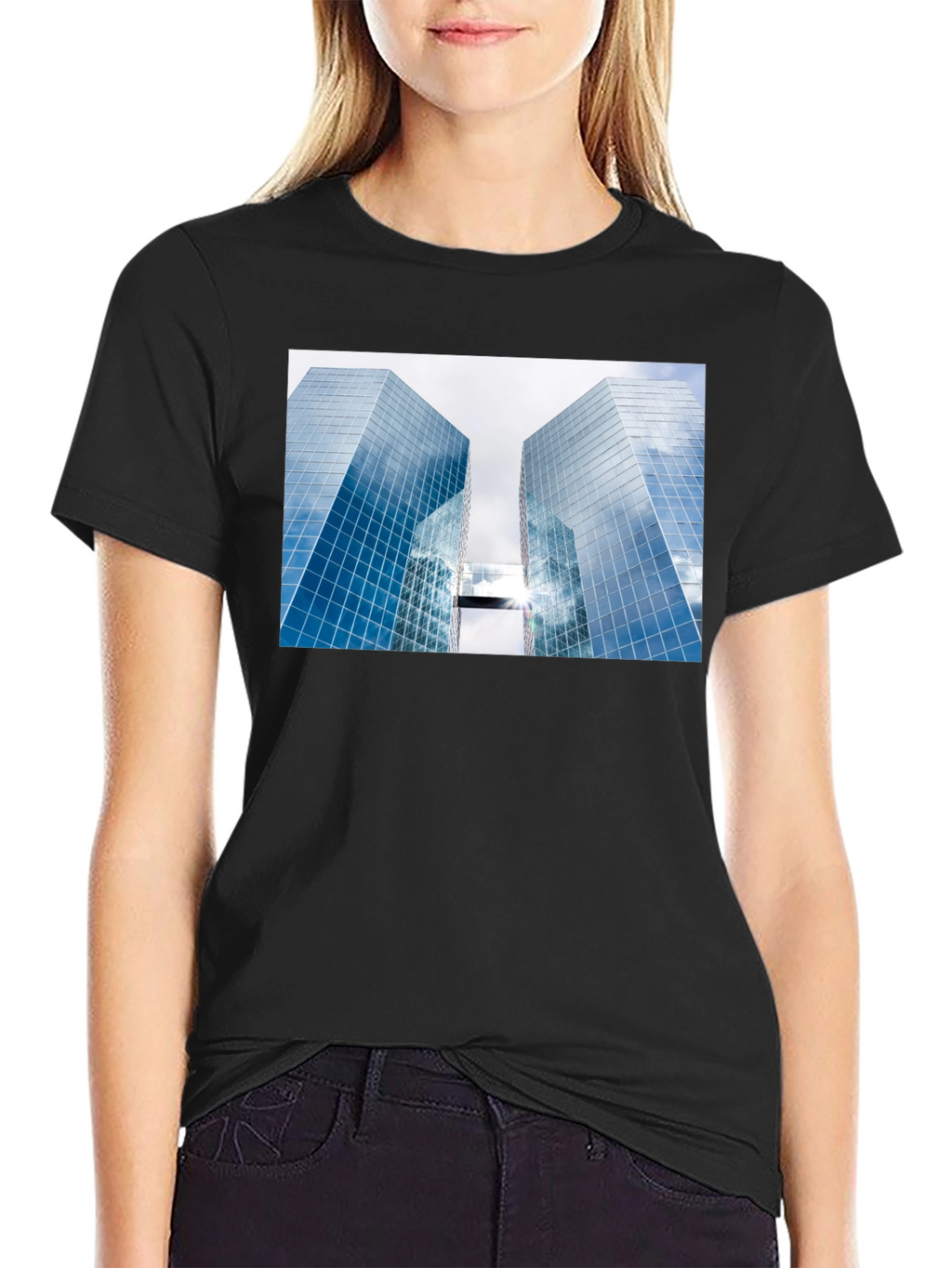 Modern Architecture Graphic Tee - Black Cotton