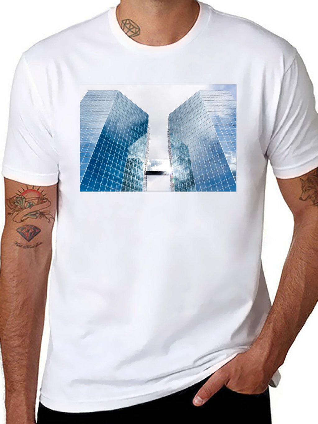 Modern Architecture Graphic Tee - Black Cotton