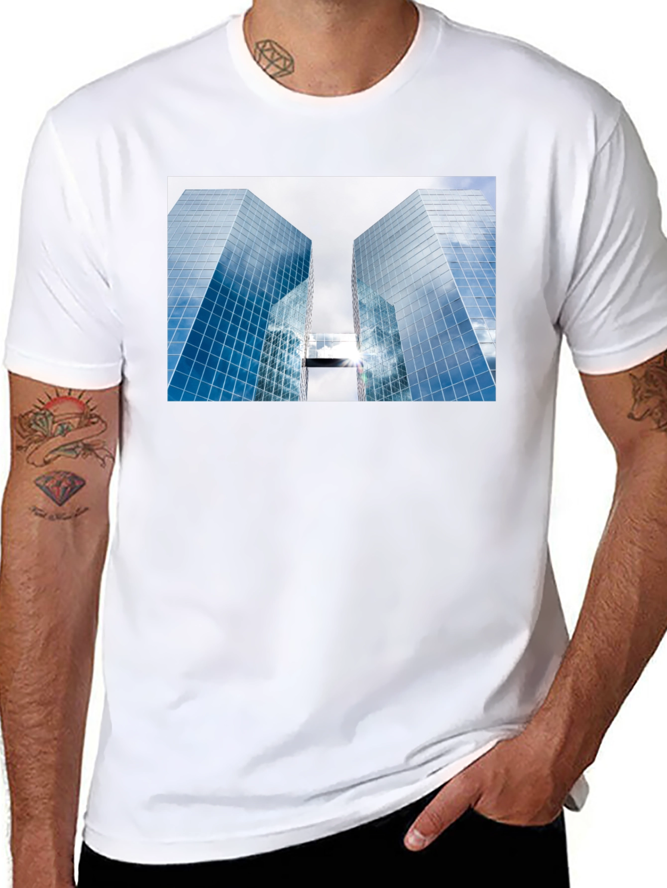 Modern Architecture Graphic Tee - Black Cotton