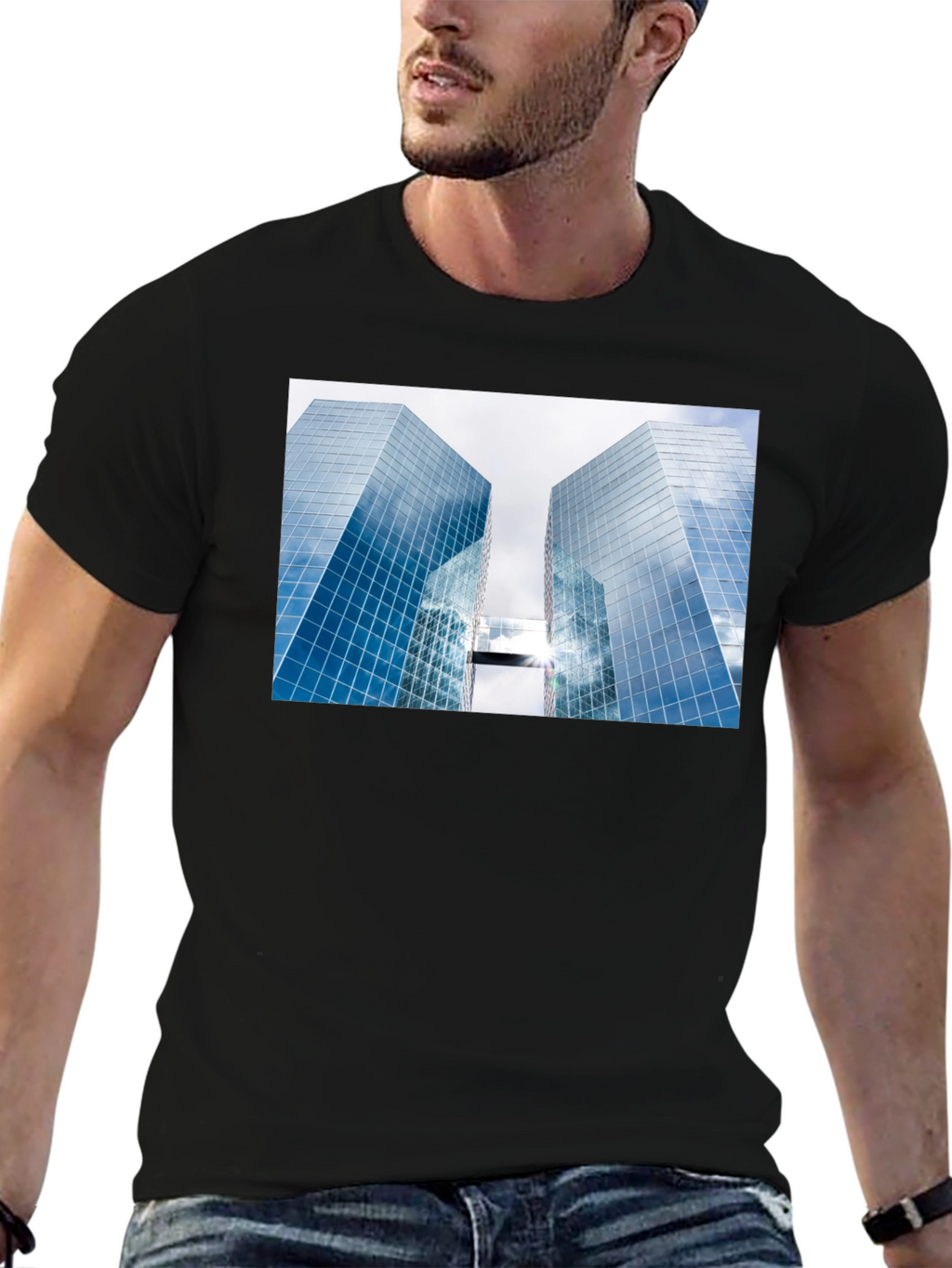 Modern Architecture Graphic Tee - Black Cotton
