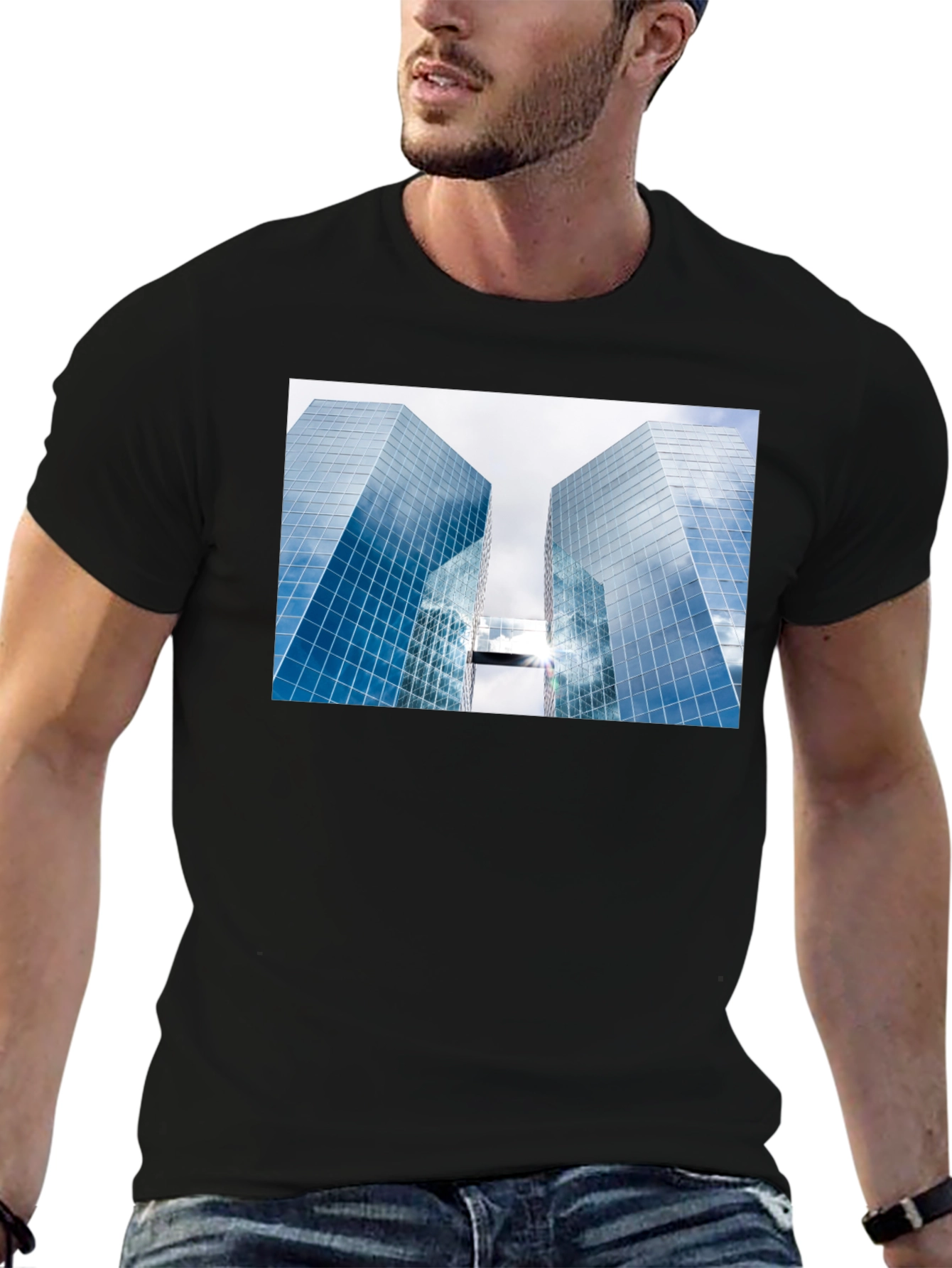 Modern Architecture Graphic Tee - Black Cotton