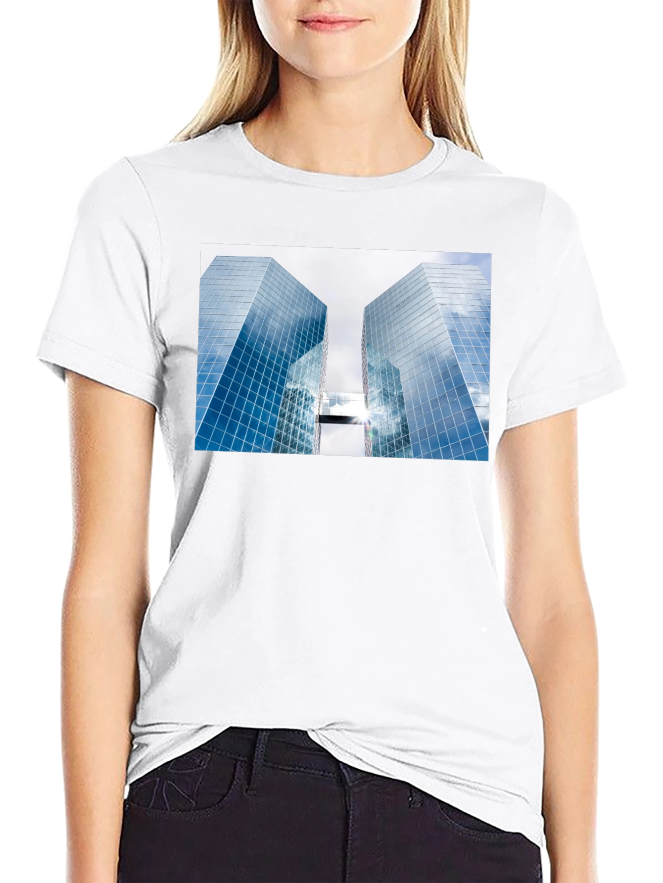 Modern Architecture Graphic Tee - Black Cotton