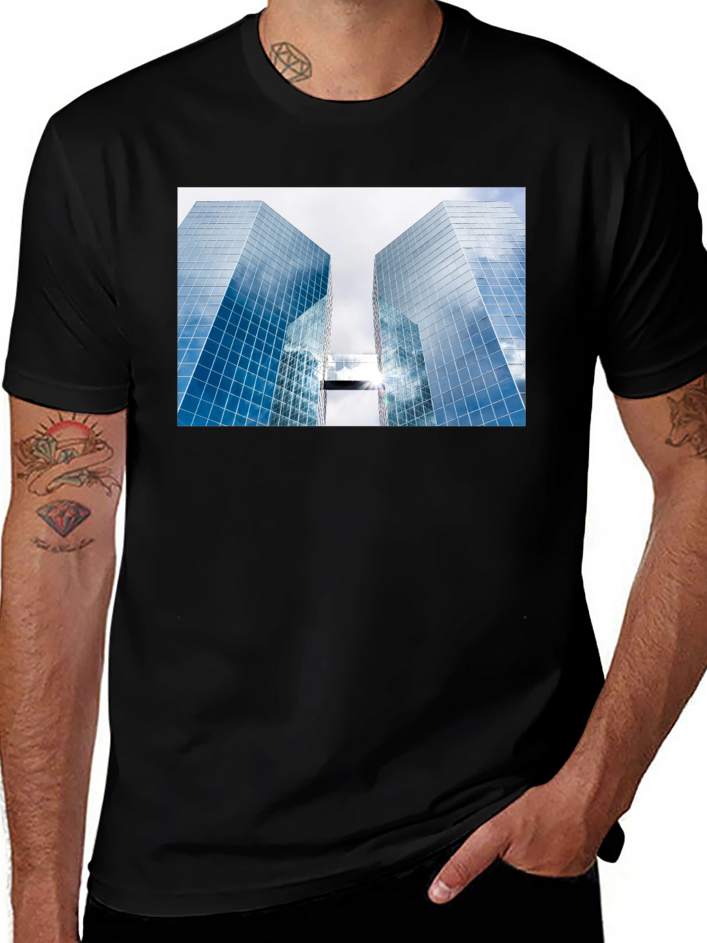 Modern Architecture Graphic Tee - Black Cotton