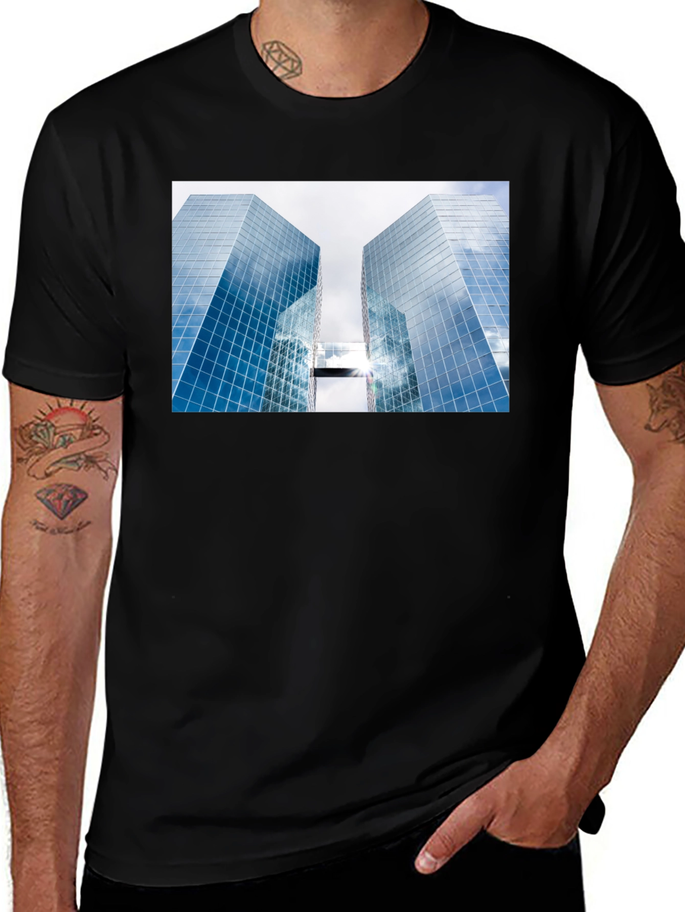Modern Architecture Graphic Tee - Black Cotton
