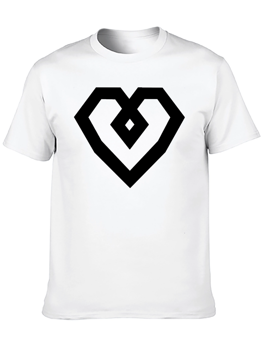 Geometric Heart Tee - Modern Black Graphic T-Shirt