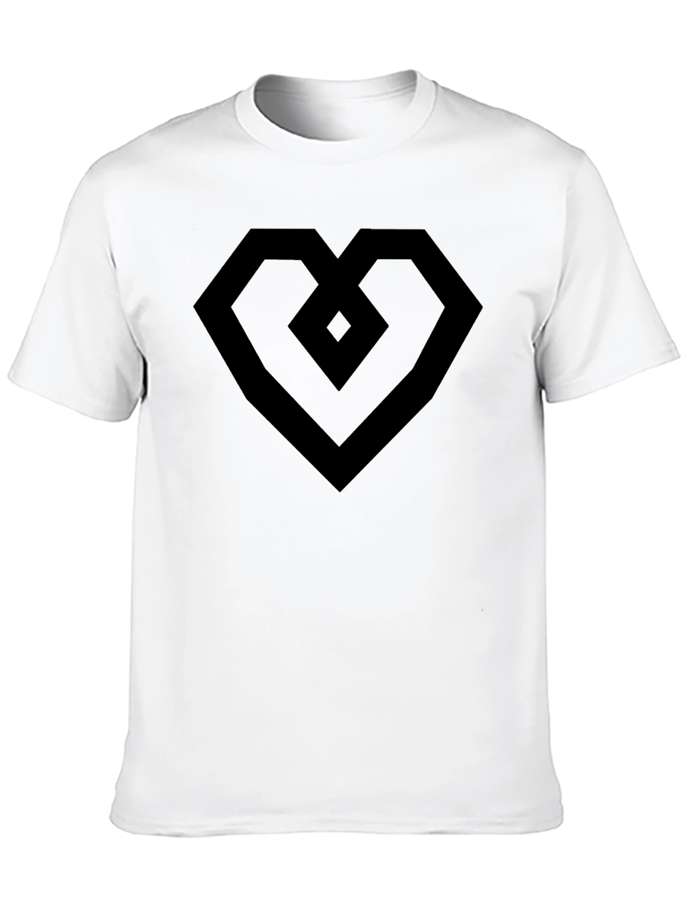 Geometric Heart Tee - Modern Black Graphic T-Shirt