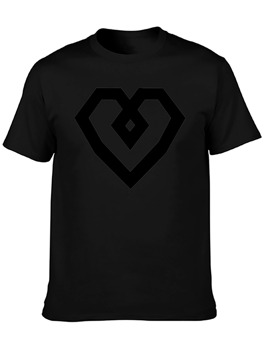 Geometric Heart Tee - Modern Black Graphic T-Shirt