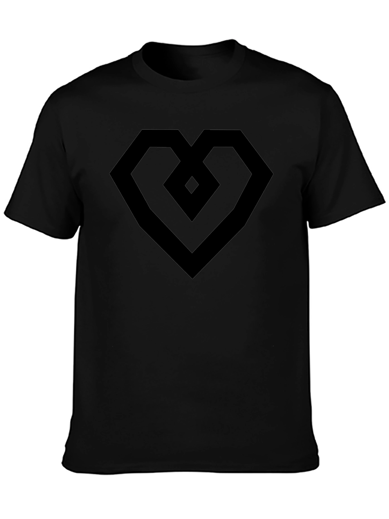 Geometric Heart Tee - Modern Black Graphic T-Shirt