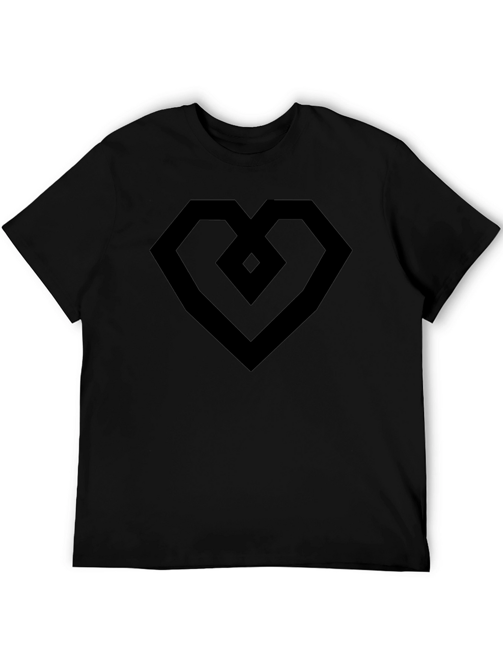 Geometric Heart Tee - Modern Black Graphic T-Shirt