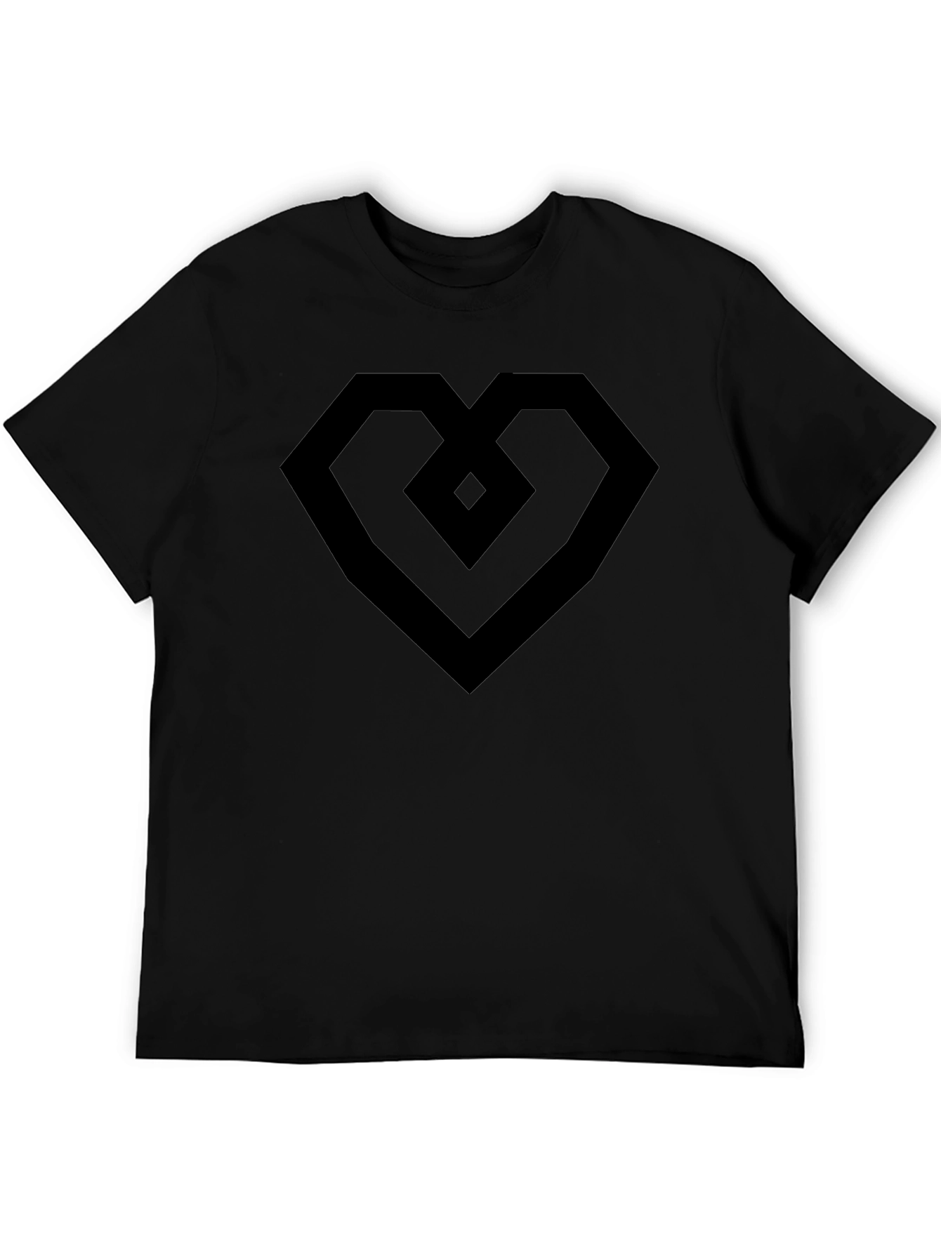 Geometric Heart Tee - Modern Black Graphic T-Shirt