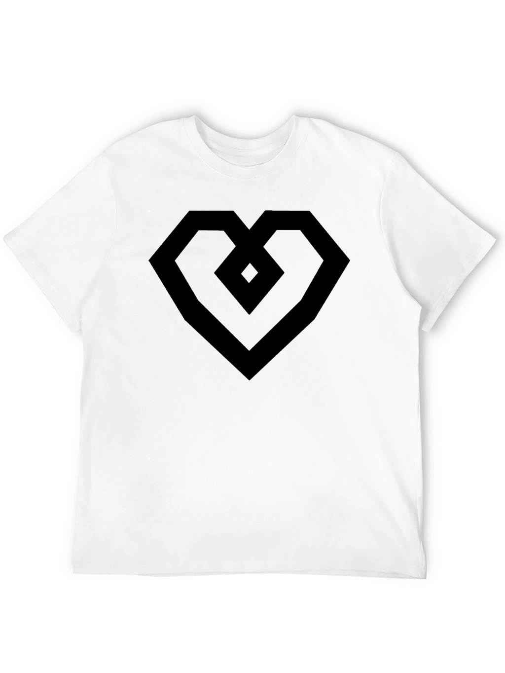 Geometric Heart Tee - Modern Black Graphic T-Shirt