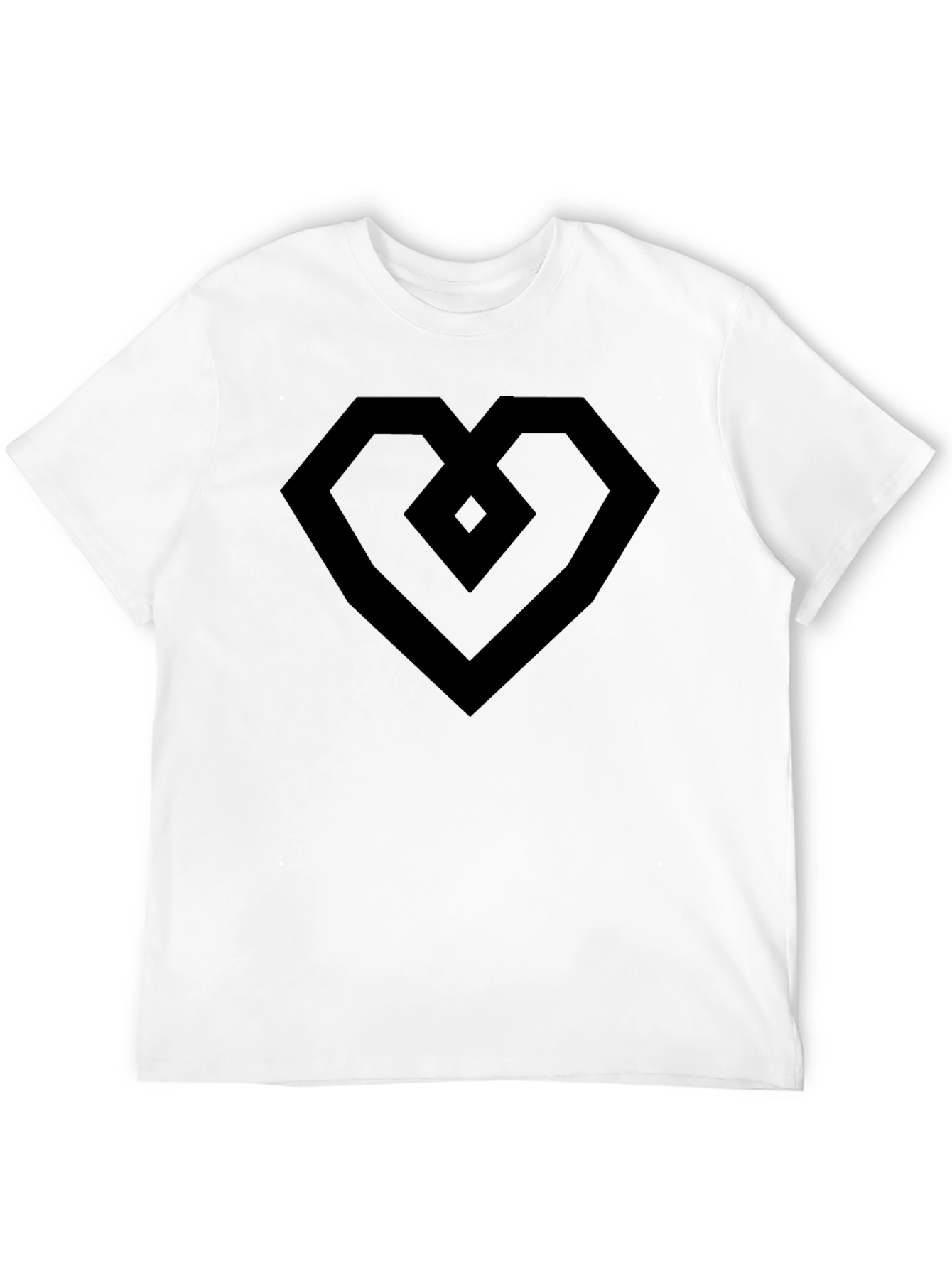 Geometric Heart Tee - Modern Black Graphic T-Shirt