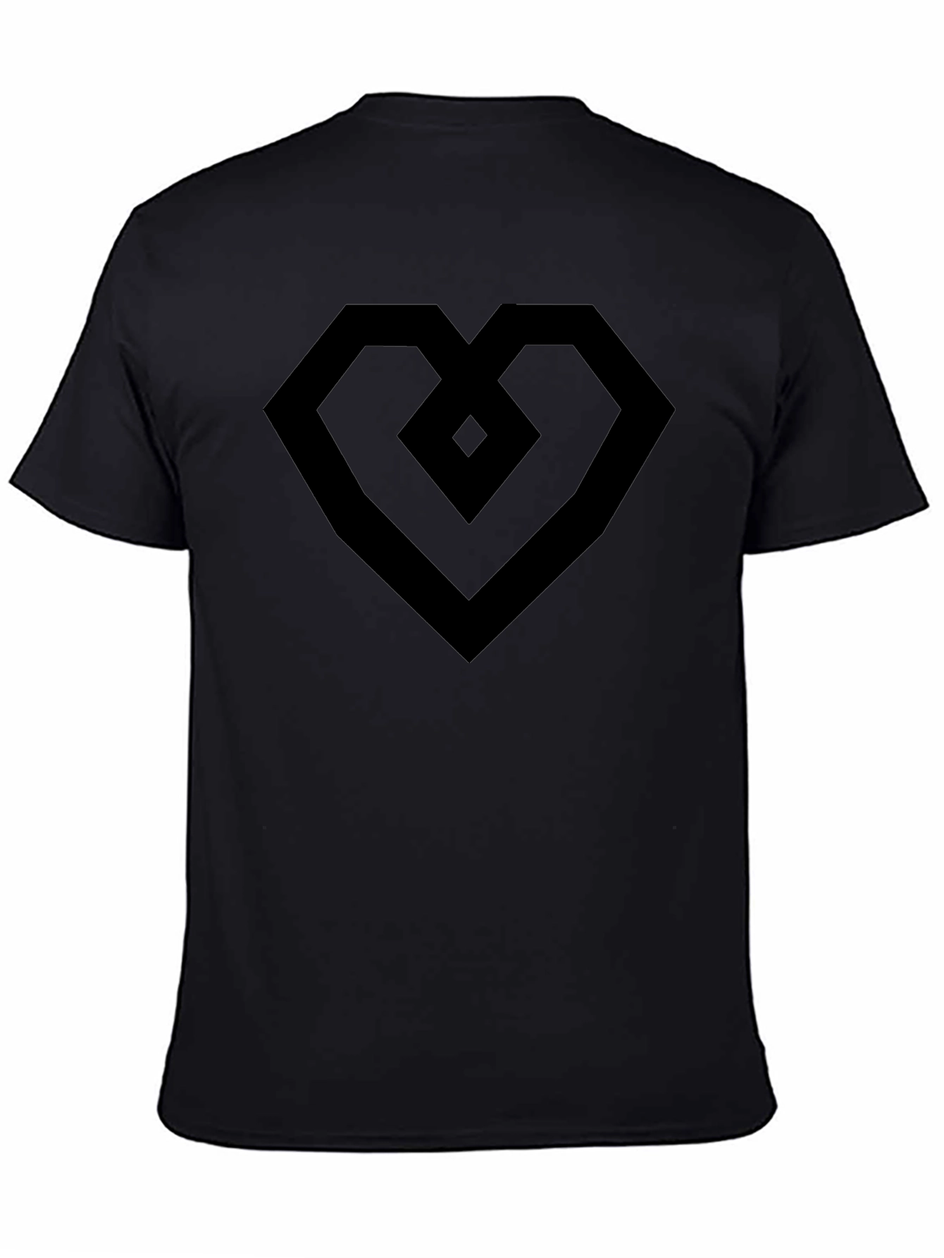 Geometric Heart Tee - Modern Black Graphic T-Shirt