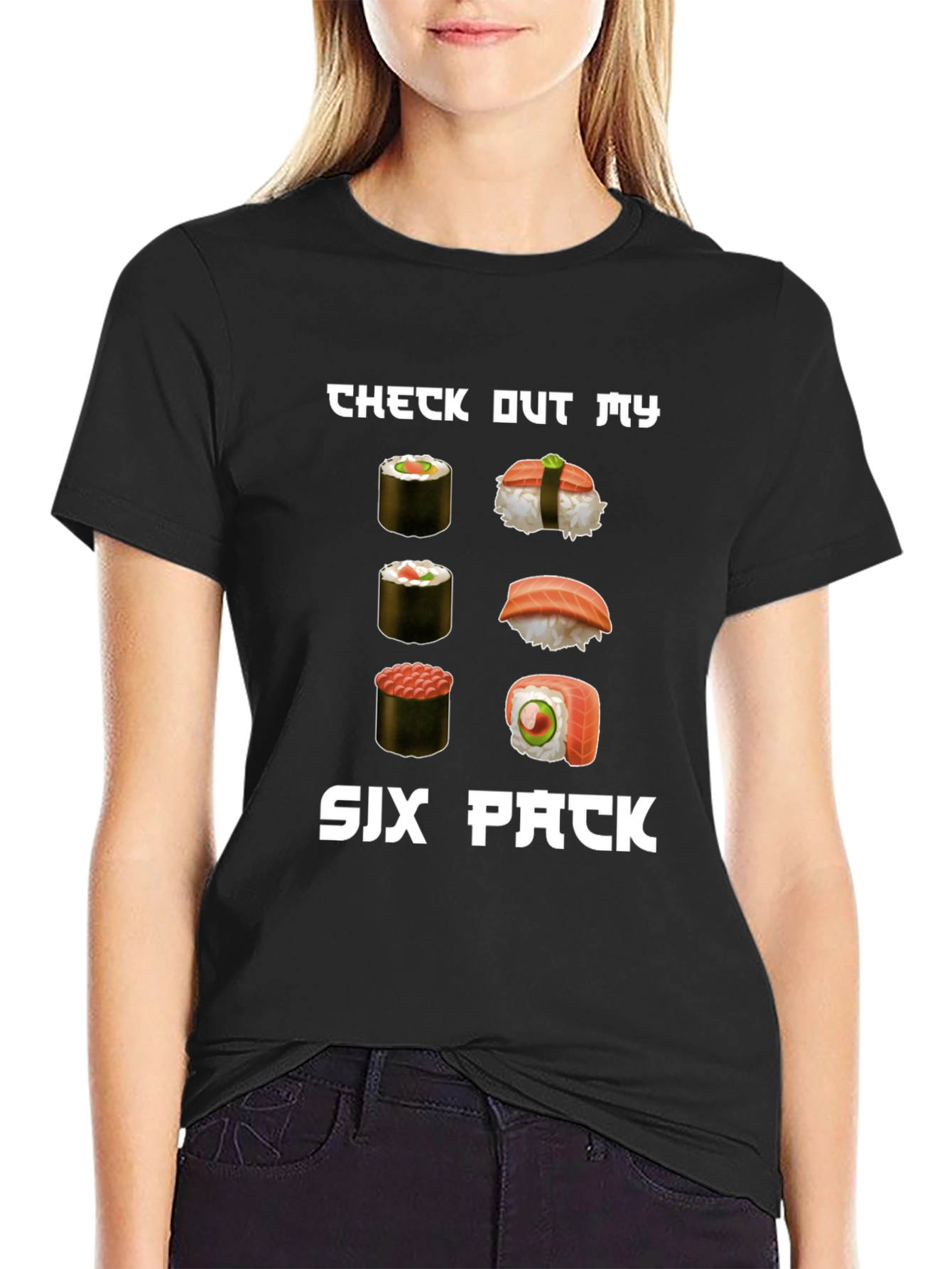 Sushi Six Pack Graphic T-Shirt - Humorous Foodie Tee