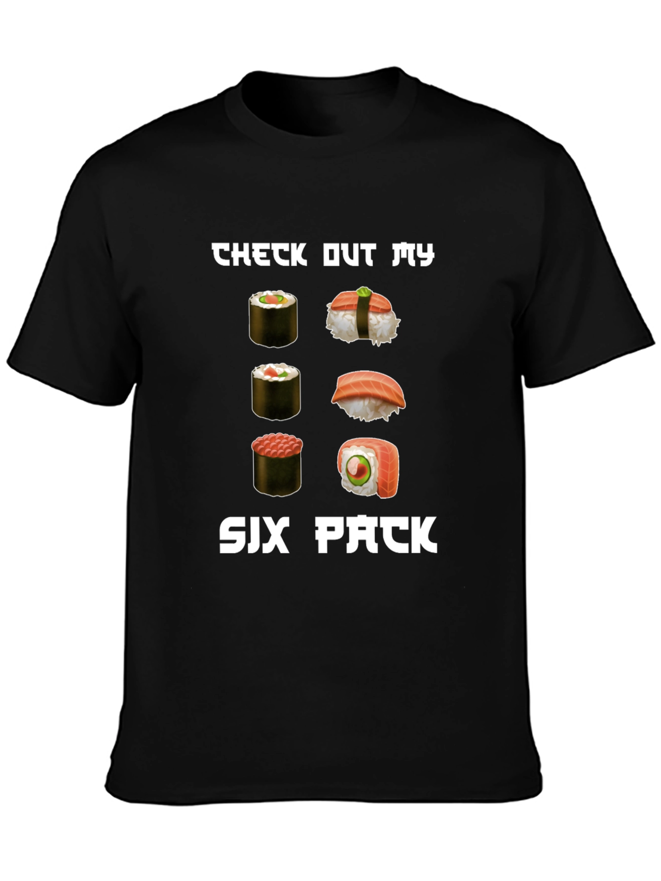 Sushi Six Pack Graphic T-Shirt - Humorous Foodie Tee