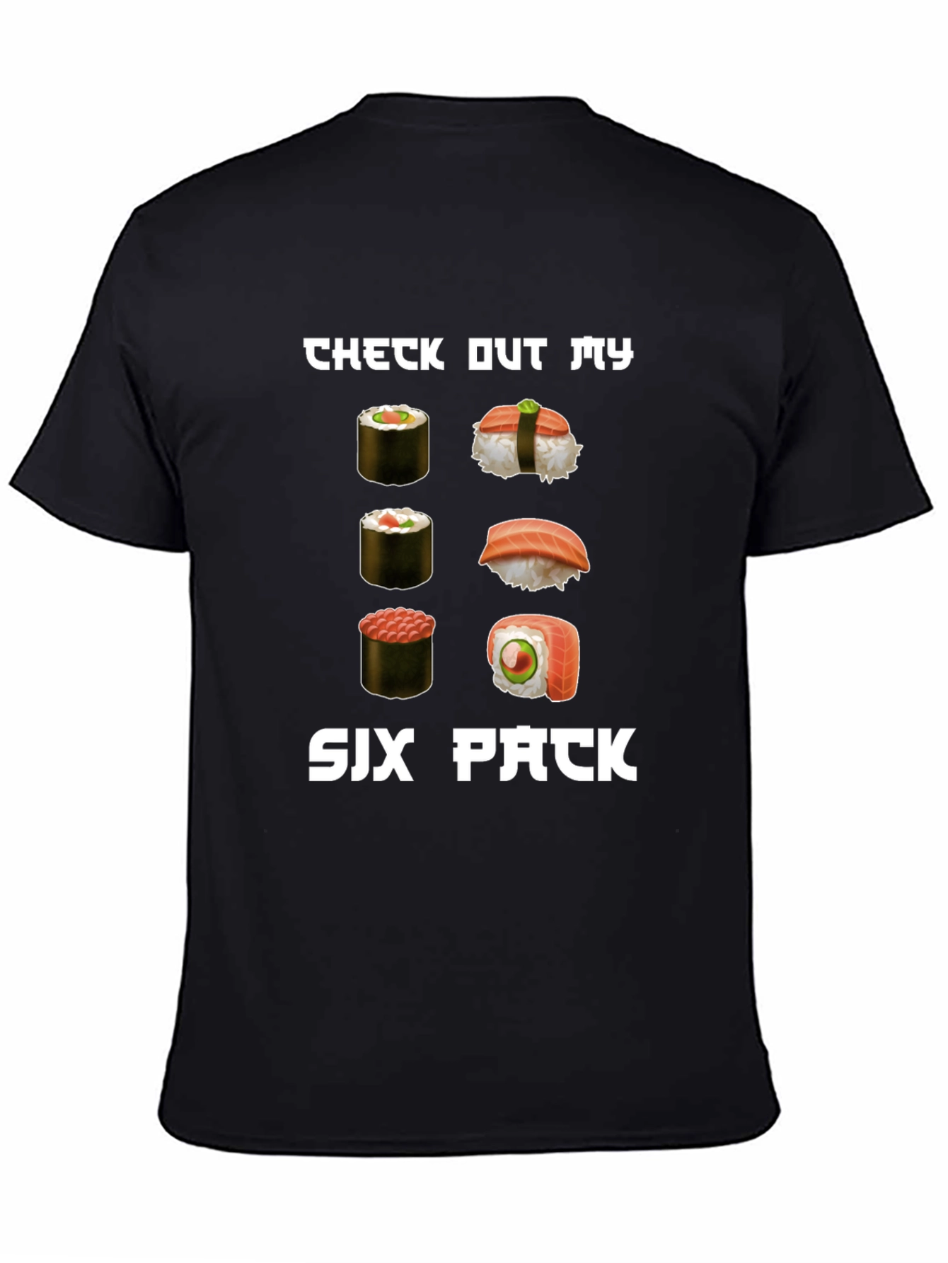 Sushi Six Pack Graphic T-Shirt - Humorous Foodie Tee