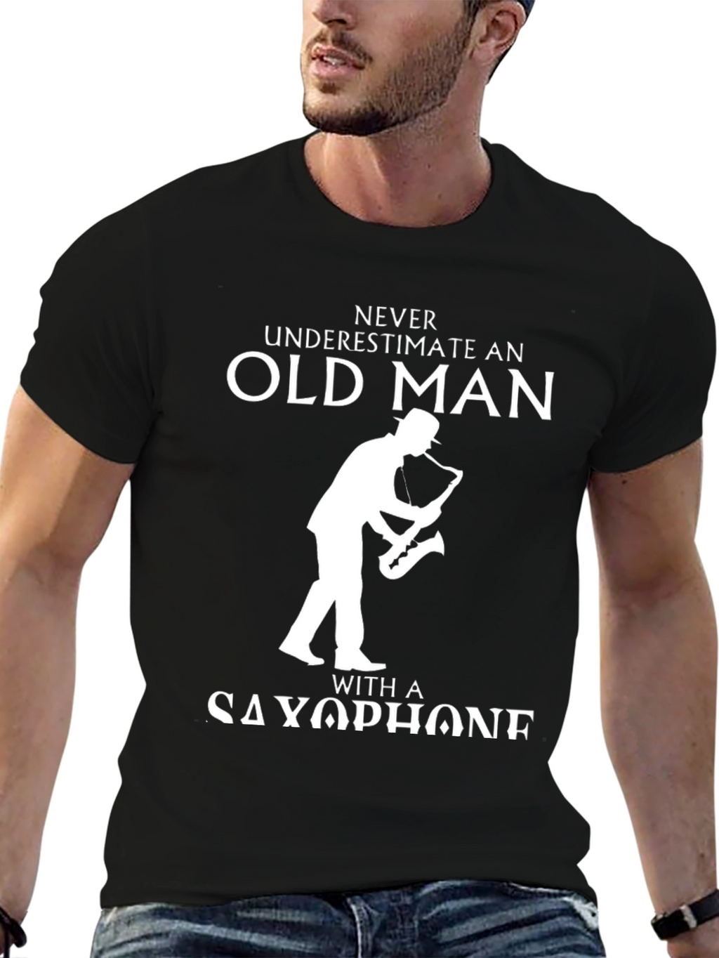 Never Underestimate Old Man with Saxophone T-Shirt