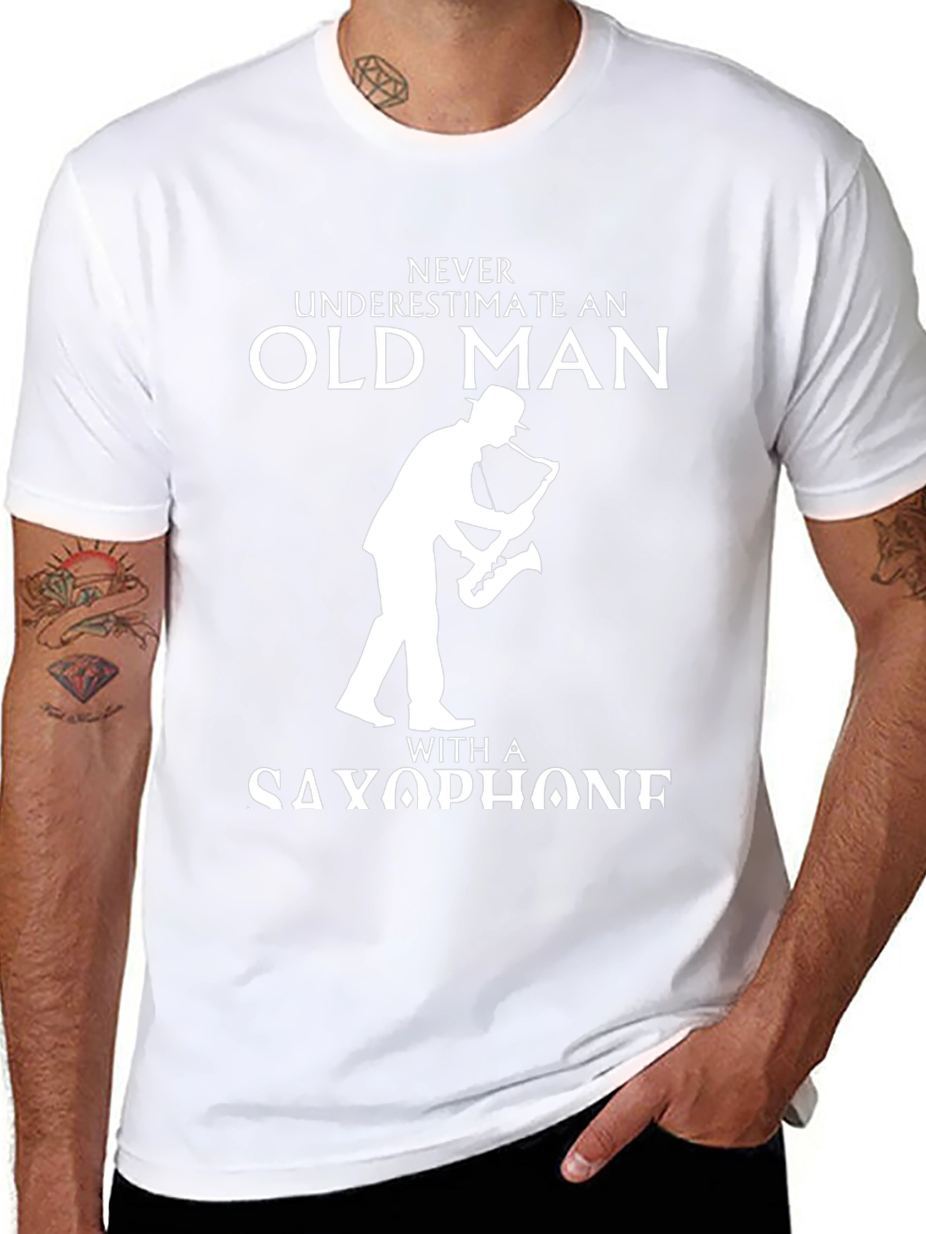Never Underestimate Old Man with Saxophone T-Shirt