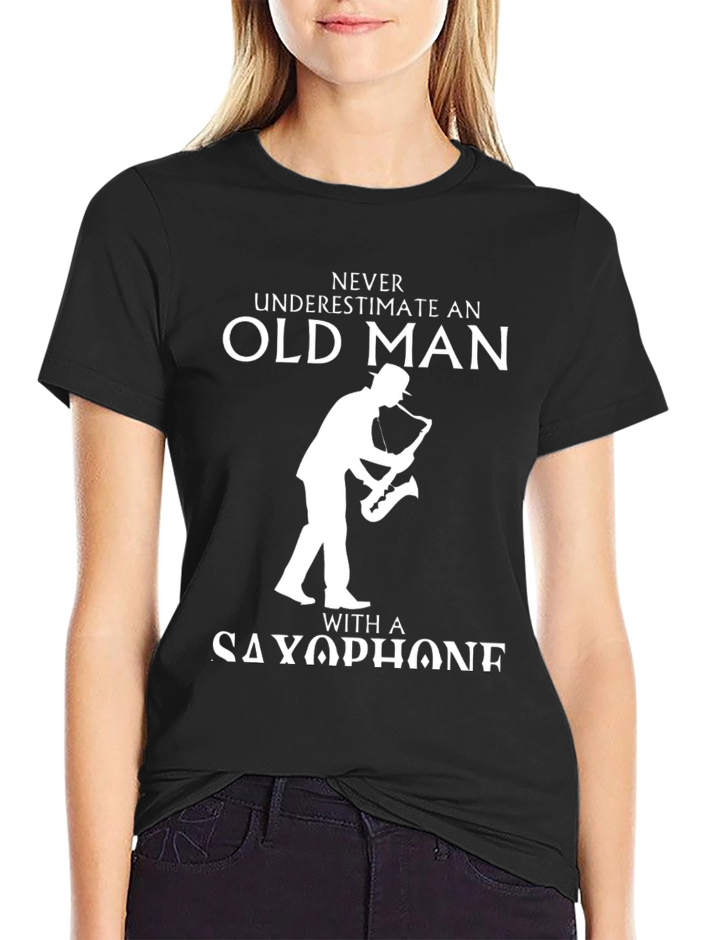 Never Underestimate Old Man with Saxophone T-Shirt