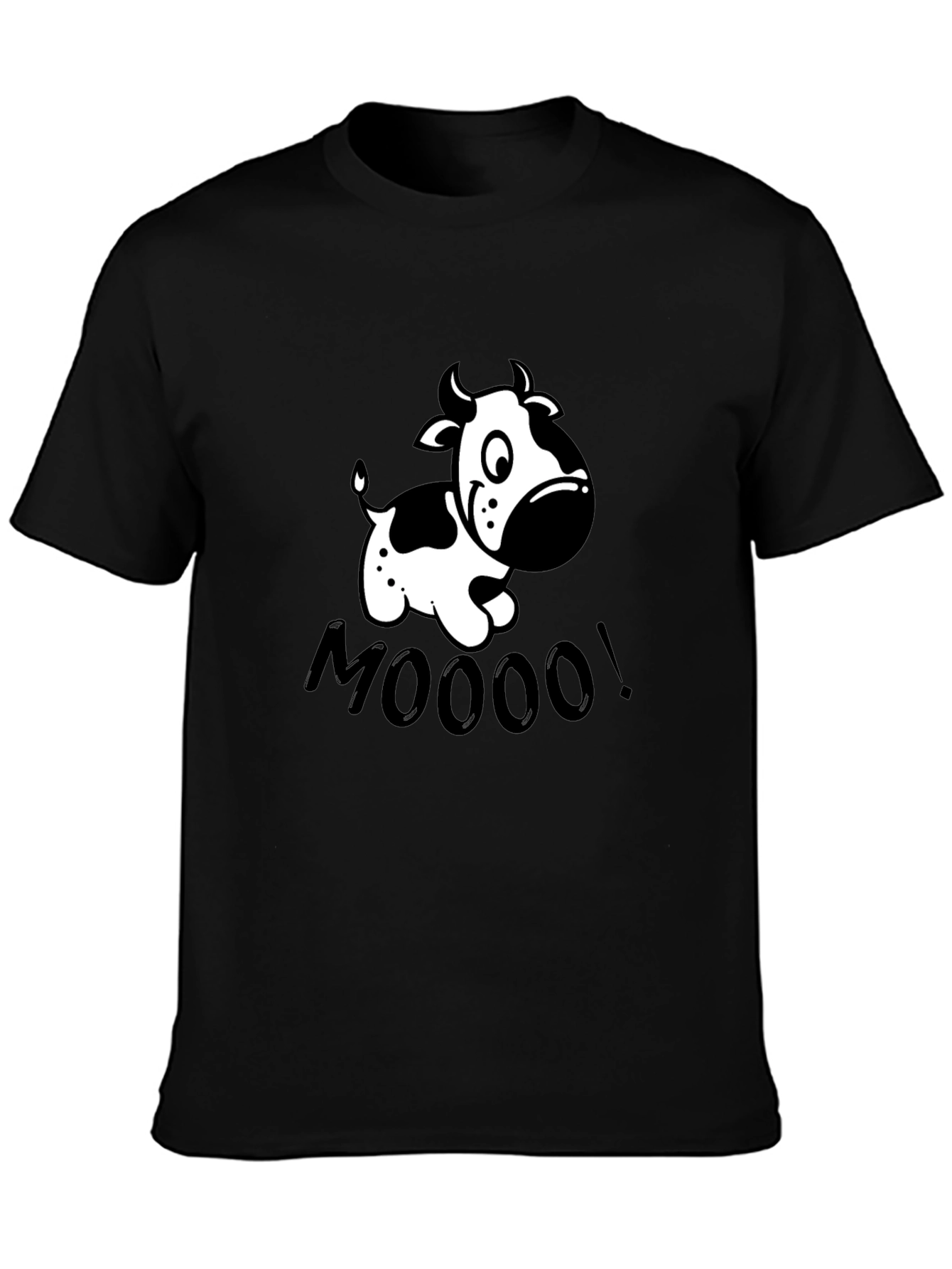 Funny Cow MOOO! Graphic T-Shirt - Black