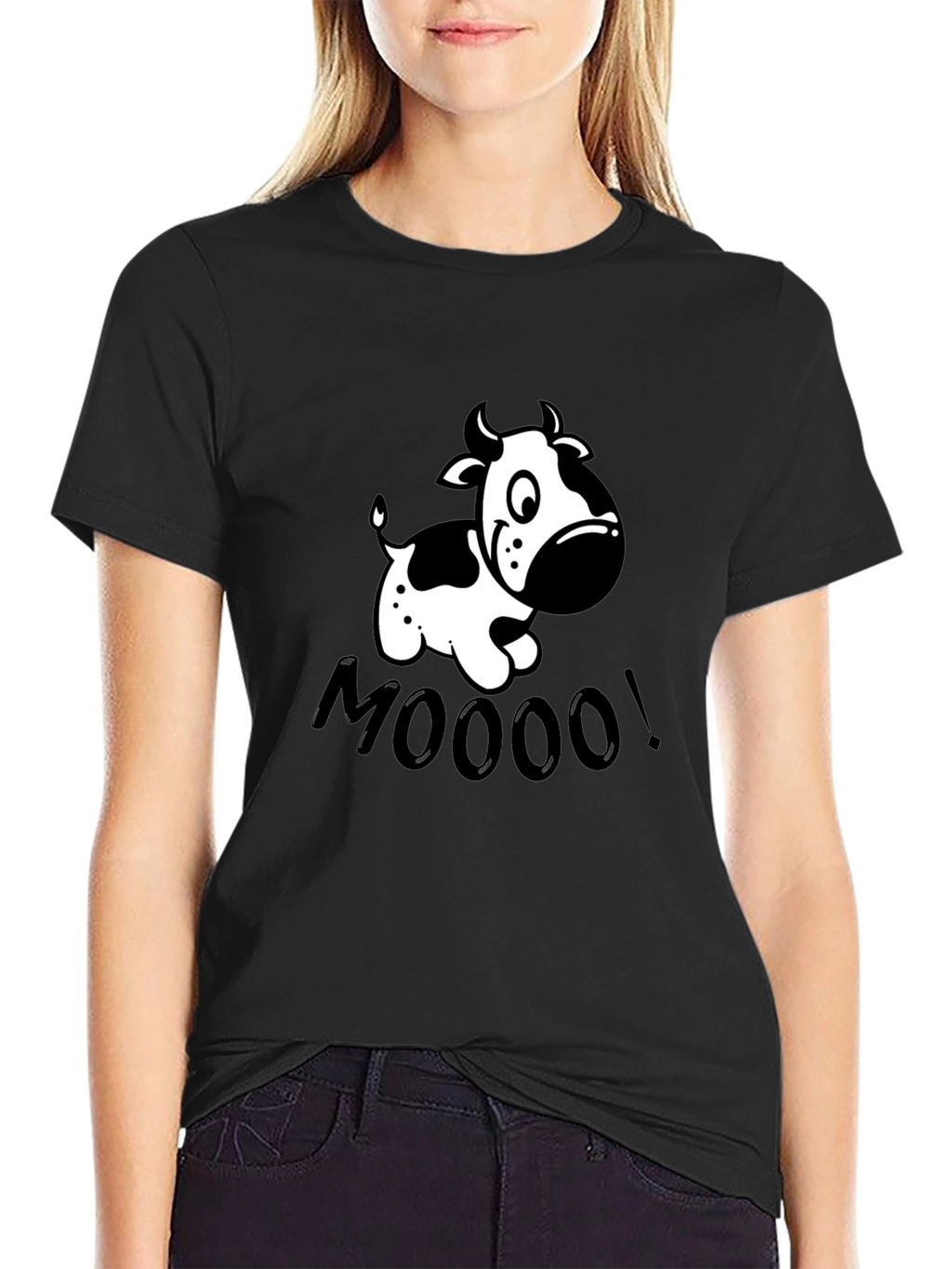 Funny Cow MOOO! Graphic T-Shirt - Black