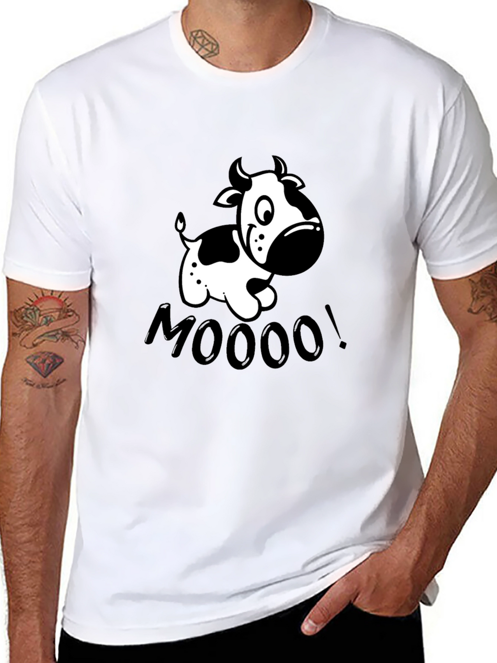 Funny Cow MOOO! Graphic T-Shirt - Black