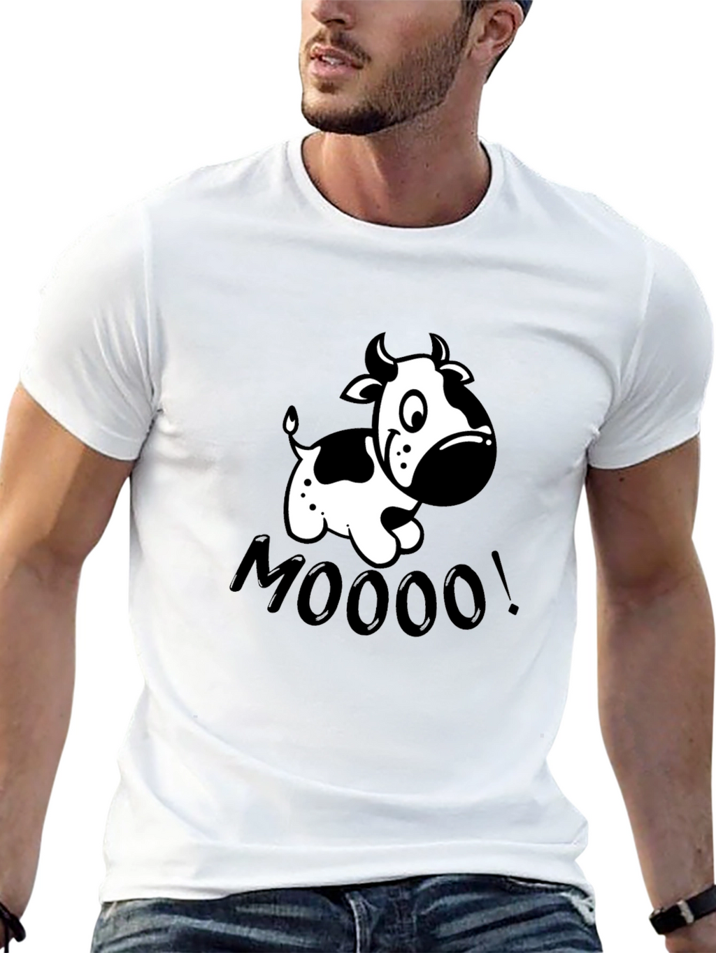 Funny Cow MOOO! Graphic T-Shirt - Black