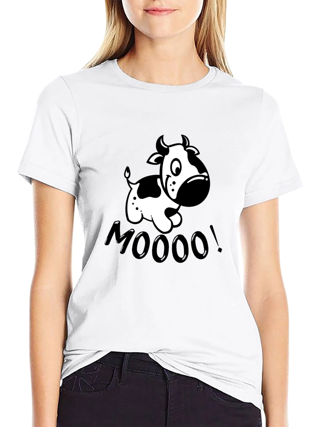 Funny Cow MOOO! Graphic T-Shirt - Black