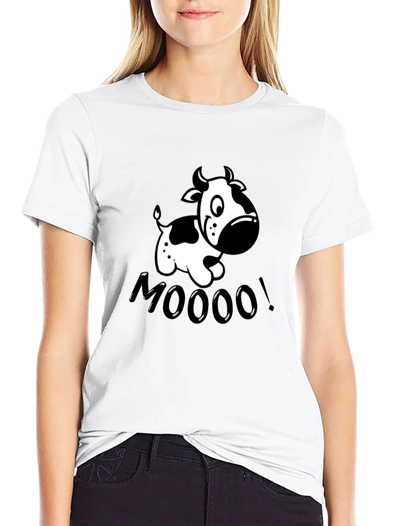 Funny Cow MOOO! Graphic T-Shirt - Black