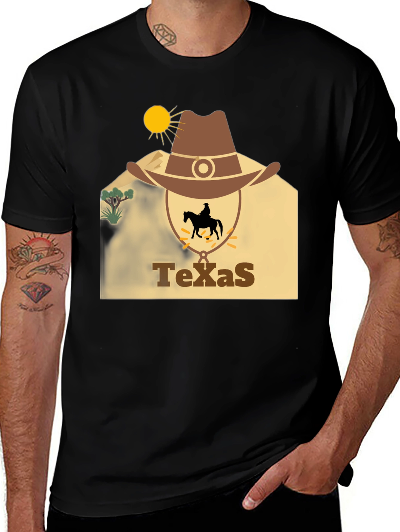 Texas Cowboy Graphic T-Shirt