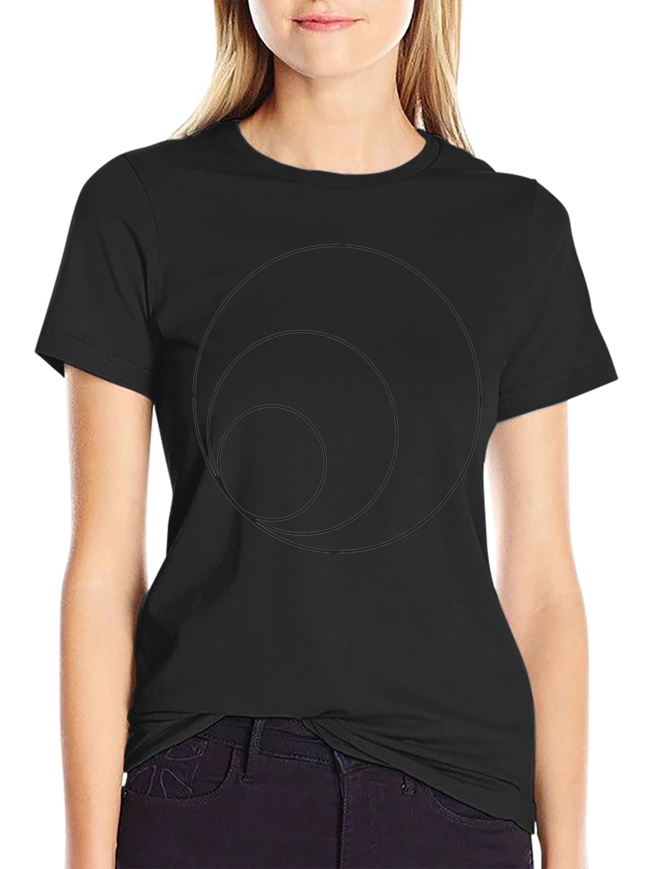Minimalist Circles Graphic Black T-Shirt