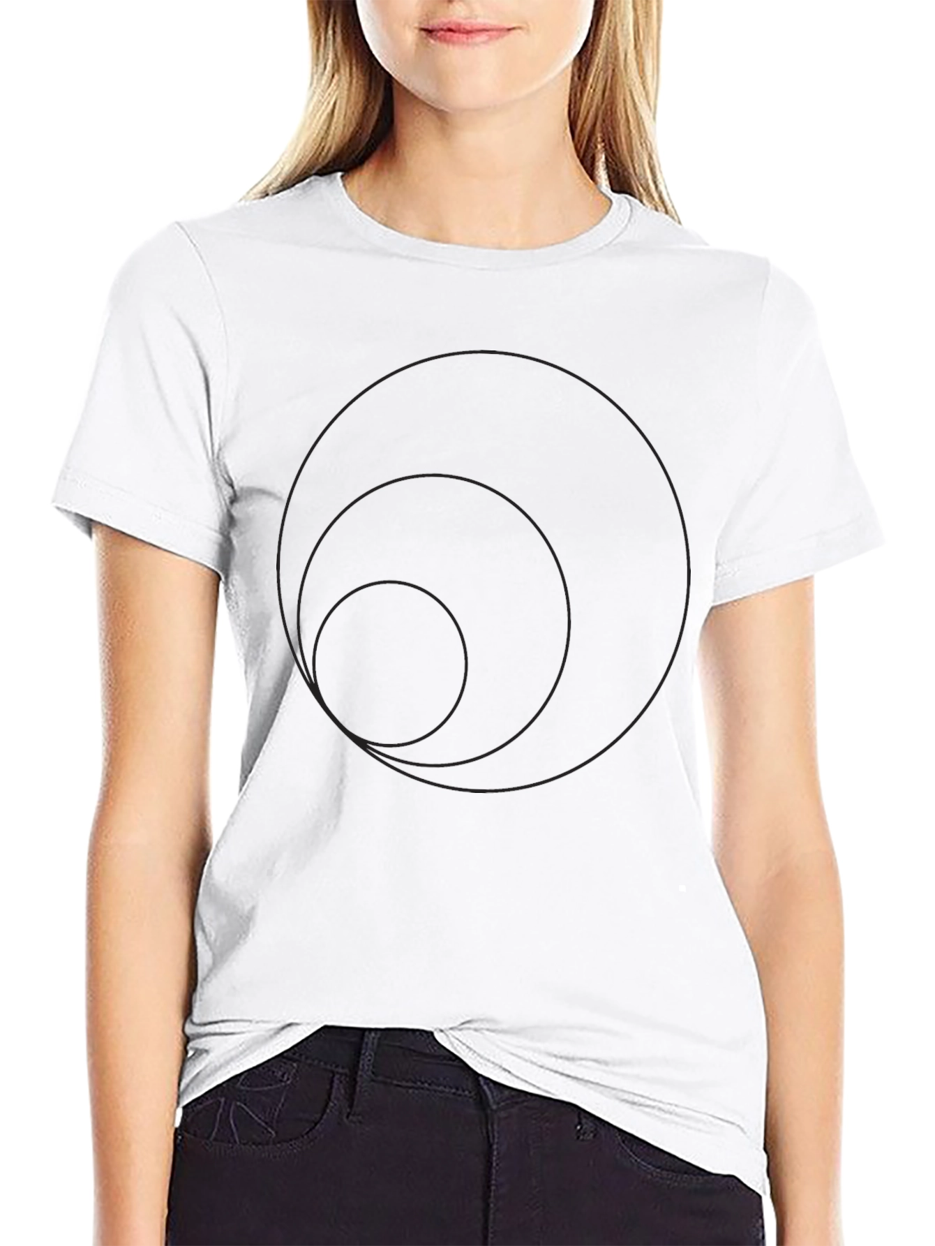 Minimalist Circles Graphic Black T-Shirt