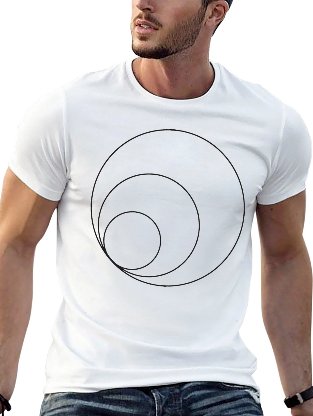 Minimalist Circles Graphic Black T-Shirt